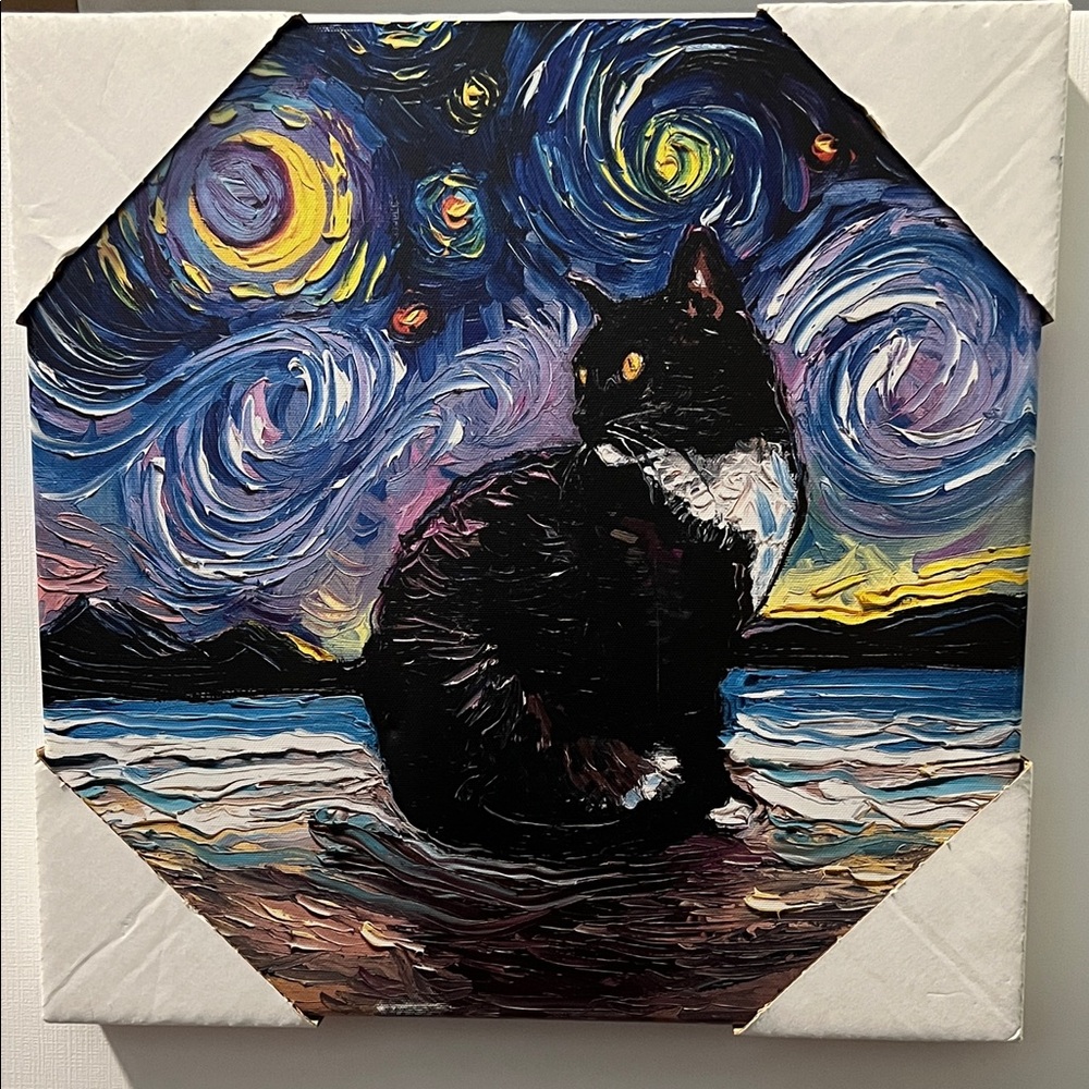 Starry Night Cat Canvas Art